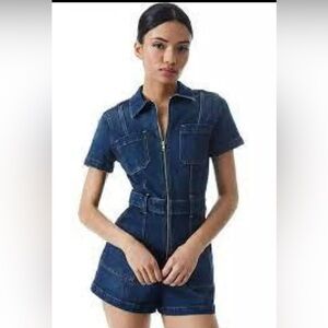 Alice + Olivia Gorgeous Denim Romper, Size 28